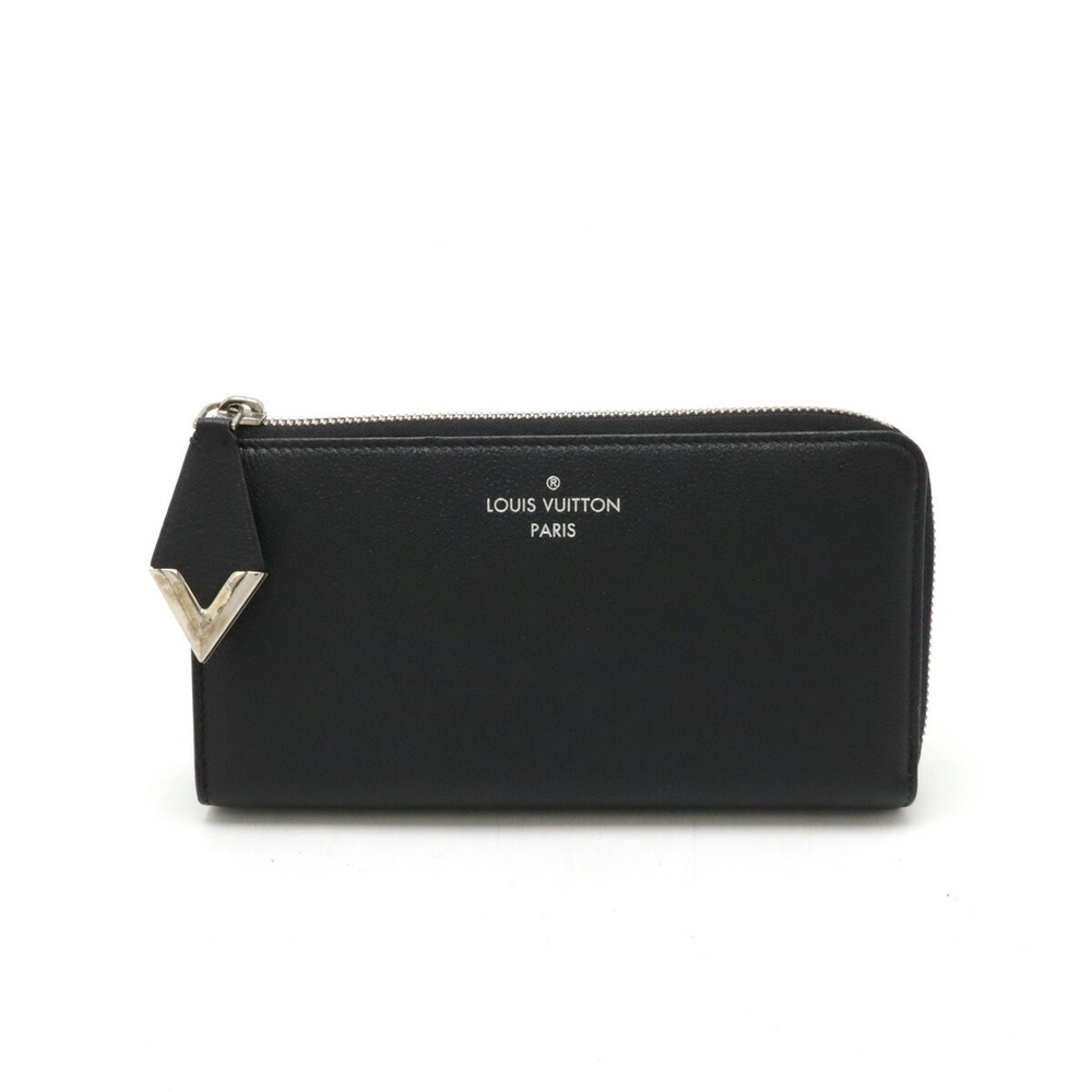 Louis Vuitton Noir Cashmere zipper Black Wallet Comete Veau long Portefeuille